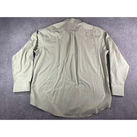 Croft & Barrow Shirt Mens 34 / 35 Button Down 17.5 inch Green Solid Non Iron - Picture 4 of 11